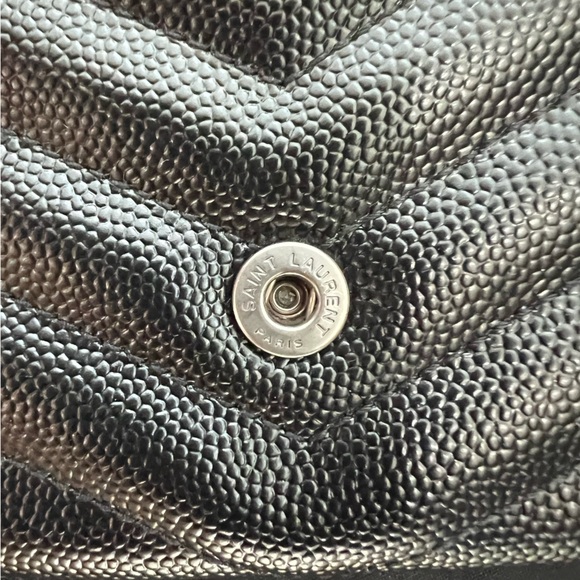 Authentic YSL Cassandre all black envelope flap wallet on chain - Picture 8 of 11